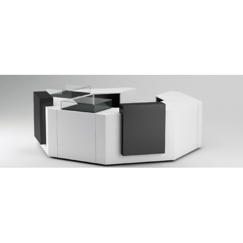 Comptoir de caisse et d'accueil Working à composer et entièrement personnalisable pour l'agencement de boutique