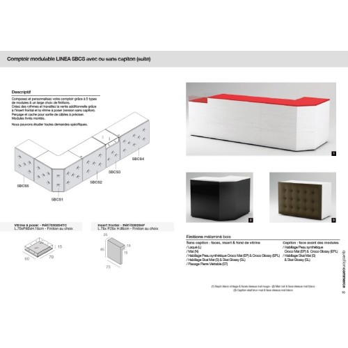 Comptoir de caisse et d'accueil à composer pour agencement de commerce, boutique, bureau, magasin Store 