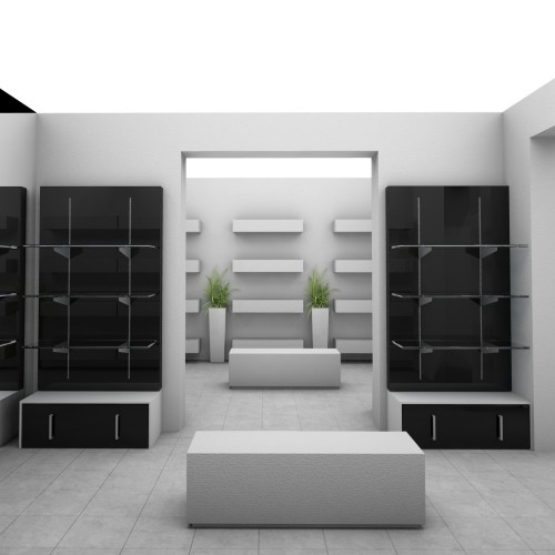 Panneau mural avec crémaillère pour agencement de magasin, équipement boutique, aménagement commerce. mobilier professionnel pou