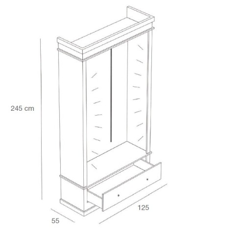 Armoire de présentation L.125 cm, armoire pour magasin avec tiroir de rangement et système lumineux en option. agencement de mag