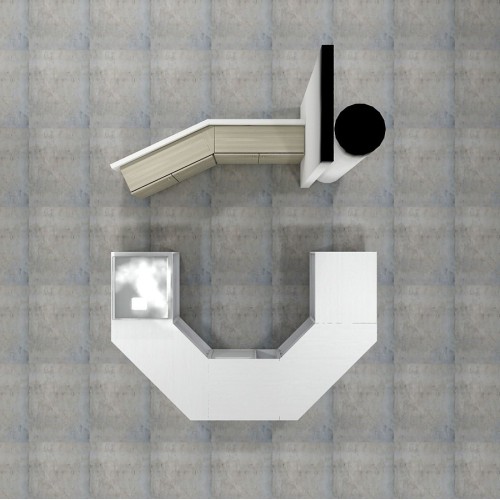 Comptoir de caisse et d'accueil Working à composer et entièrement personnalisable pour l'agencement de boutique