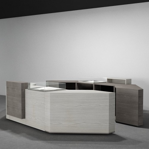 Comptoir de caisse et d'accueil Working à composer et entièrement personnalisable pour l'agencement de boutique