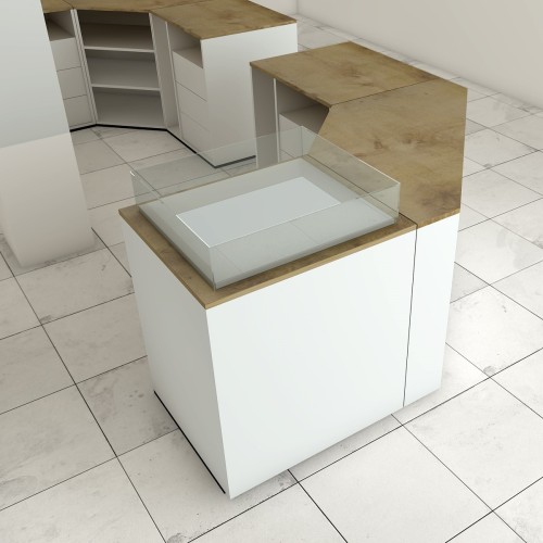 Comptoir de caisse et d'accueil Working à composer et entièrement personnalisable pour l'agencement de boutique