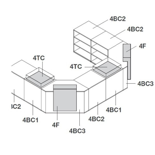 Comptoir de caisse et d'accueil Working à composer et entièrement personnalisable pour l'agencement de boutique
