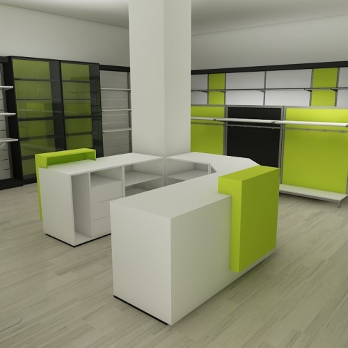 Comptoir de caisse et d'accueil à composer pour agencement de commerce, boutique, bureau, magasin Store 