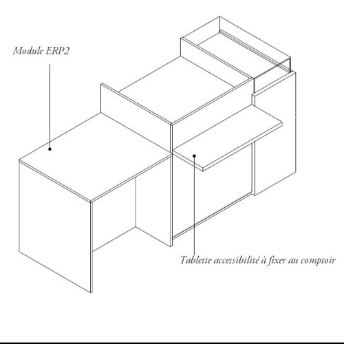 Tablette à fixer au comptoir pour caisse PMR - Agencement de magasin Design et fonctionnel Question Commerce