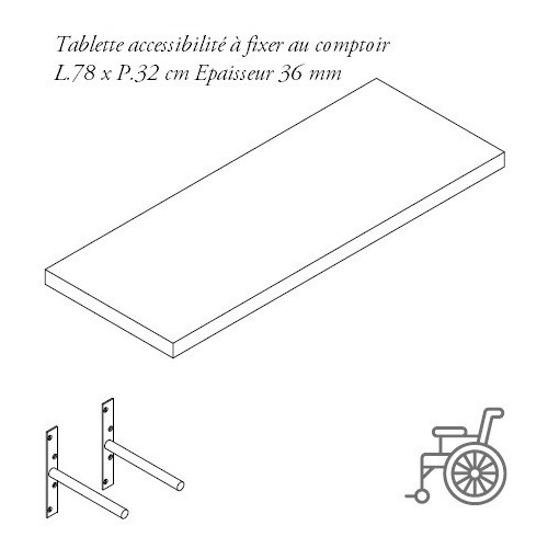 Tablette à fixer au comptoir pour caisse PMR - Agencement de magasin Design et fonctionnel Question Commerce