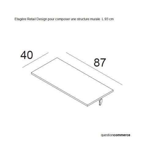 Etagère bois L.87 cm Agencement mural Retail Design