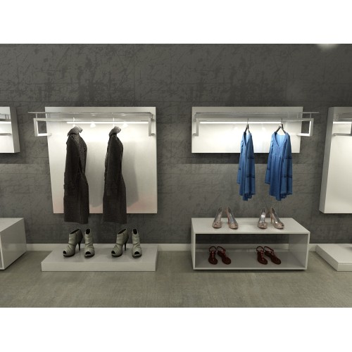 Découvrez un agencement boutique de prêt-à-porter innovant et affirmé. Les mobiliers professionnels de la collection POP UP saur