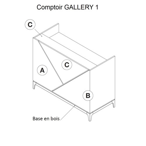 Comptoir bois GALLERY 1 & 2, comptoir caisse pour agencement de magasin à personnaliser