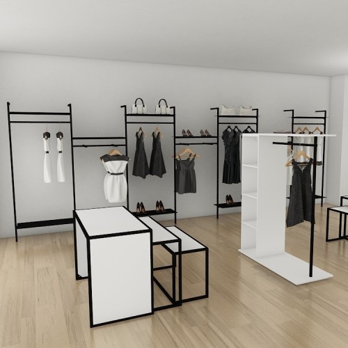 Etagère bois L.117 cm Agencement mural Retail Design, equipement de boutique, agencement magasin modulable 