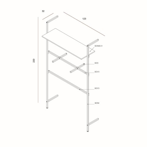 Etagère bois L.117 cm Agencement mural Retail Design, equipement de boutique, agencement magasin modulable 