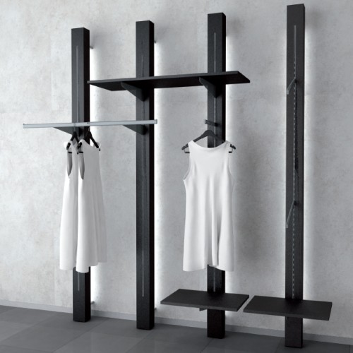 Étagère bois L.115 cm avec support étagère en métal. Agencement de boutique L3 pour panneau muraux
