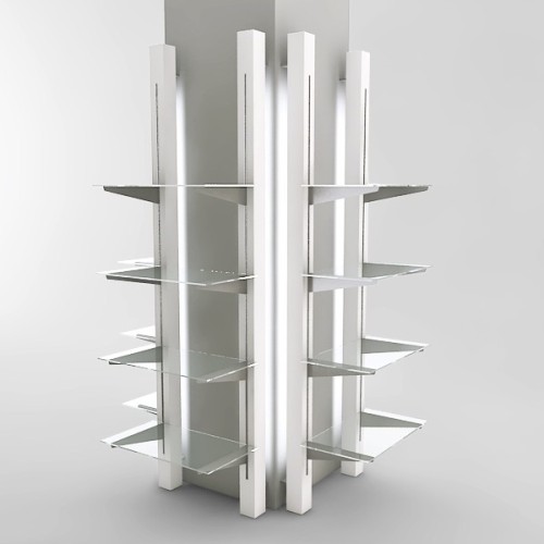 Étagère bois L.115 cm avec support étagère en métal. Agencement de boutique L3 pour panneau muraux