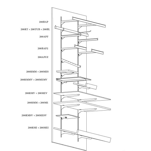 Étagère bois L.115 cm avec support étagère en métal. Agencement de boutique L3 pour panneau muraux