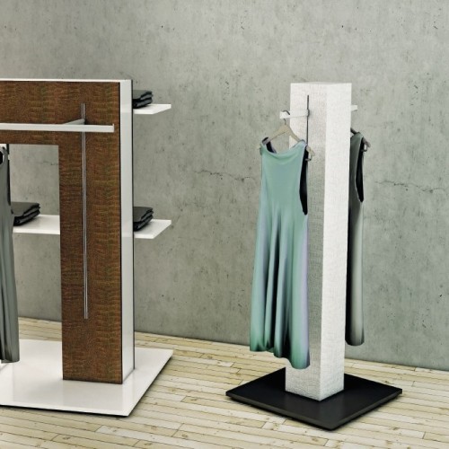 Totem magasin double face avec Crémaillère L3. Agencement de magasin modulable et design. Equipement de magasin Montpellier 