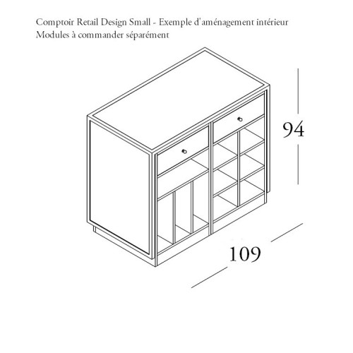 Module pour aménagement de Comptoir caisse, comptoir d'accueil, comptoir magasin Retail Design