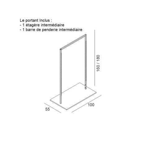 Portant avec crémaillère. Portant évolutif et modulable au design soigné. Mobilier professionnel pour l'agencement de magasin