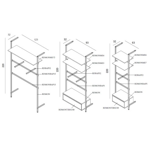 Montant mural Retail Design pour agencement de boutique, agencement de salon de coiffure, agencement magasin de vêtements