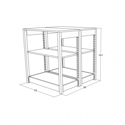 Ilot central centrale cave à vin en bois et métal. Ilot central professionnel pour exposition de bouteilles de vin.