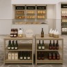 Ilot central centrale cave à vin en bois et métal. Ilot central professionnel pour exposition de bouteilles de vin.