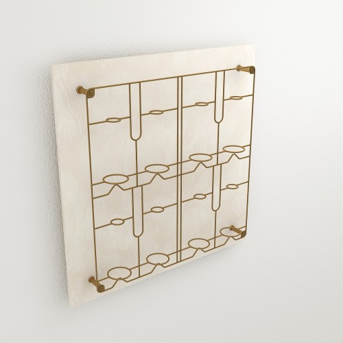 Présentoir mural pour bouteille de vin design et innovant en bois et métal. Agencement cave à vin.