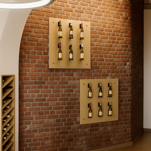 présentoir bouteille de vin aimanté. agencement cave à vin. meuble cave à vin design