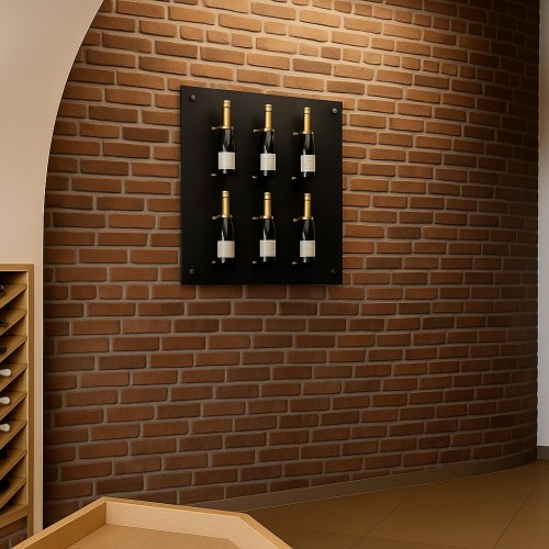 présentoir bouteille de champagne aimanté. agencement cave à vin et spiritueux. meuble cave à vin design