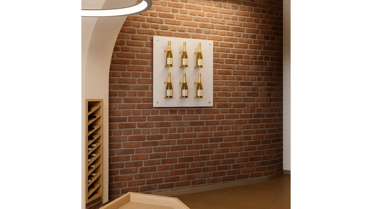 présentoir bouteille de champagne aimanté. agencement cave à vin et spiritueux. meuble cave à vin design