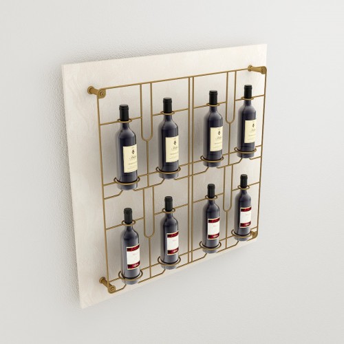 Présentoir mural pour bouteille de vin design et innovant en bois et métal. Agencement cave à vin.